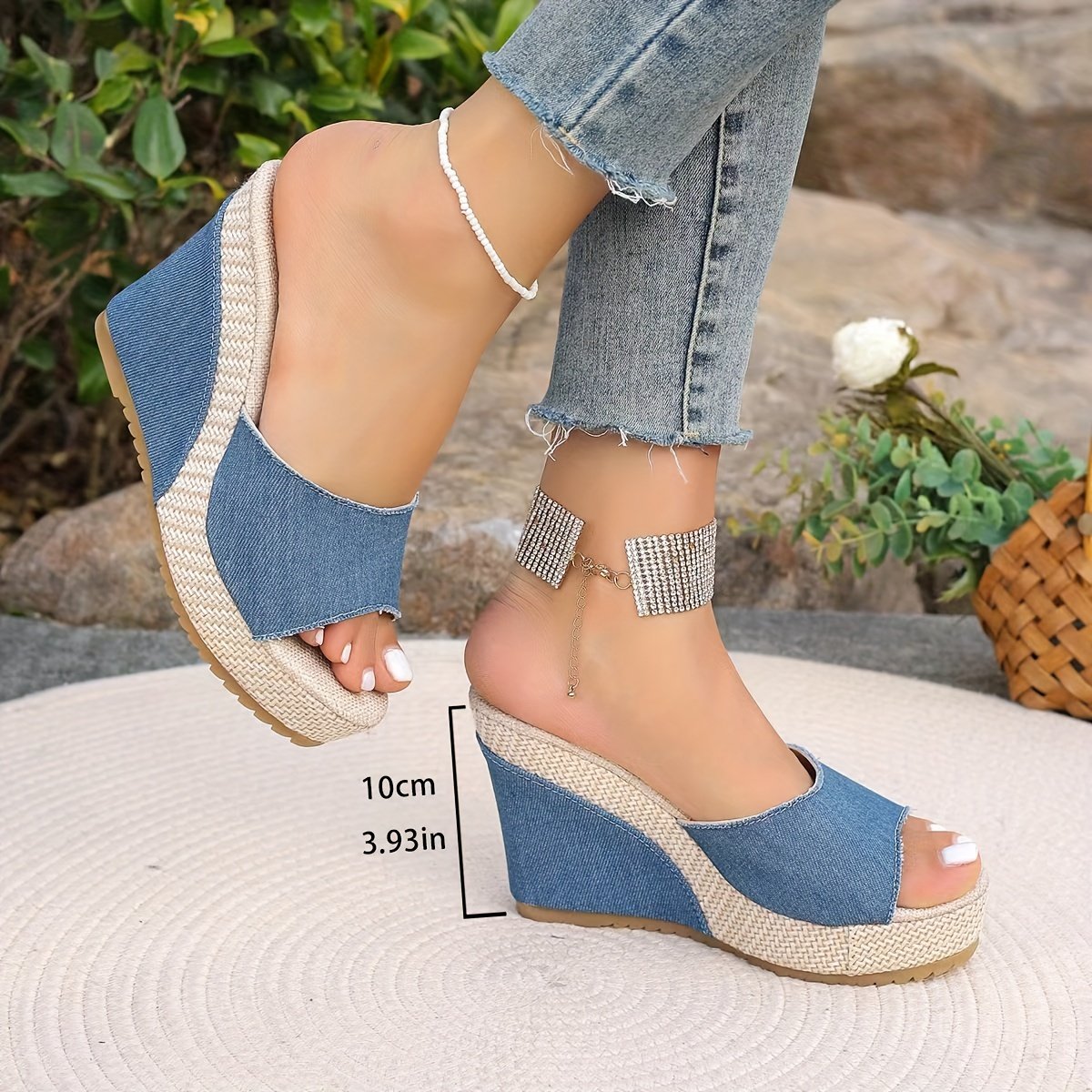 Women??s Solid Color Casual Sandals, Platform Slip On Peep Toe Walking Slides, Comfort Wedge Beach Shoes - Image 2