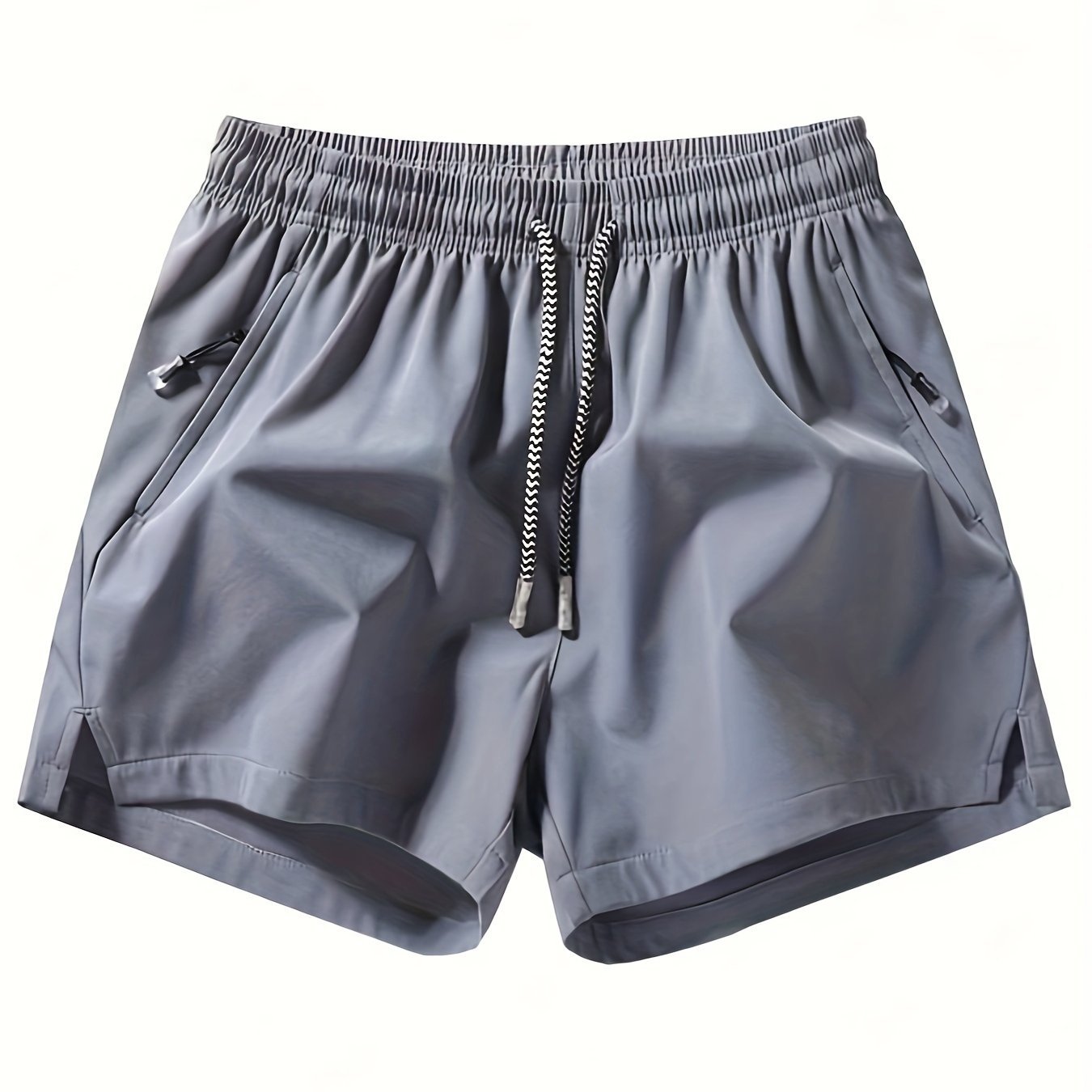 Men??s Solid Color Leisure Shorts With Zippered Pockets, Summer Fashion Drawstring Sports Shorts For Fitness And Outdoors Wear - Image 4