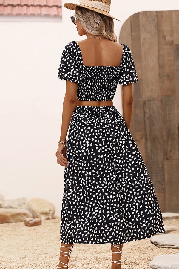 V Neck Polka Dot Print Two Pieces Dress - Image 6
