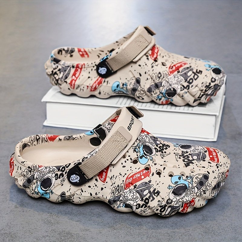 Unisex Graffiti Print Clogs, Fashion Breathable EVA Summer Beach Slide Shoes, Casual Outdoor Garden Sandals - Image 7