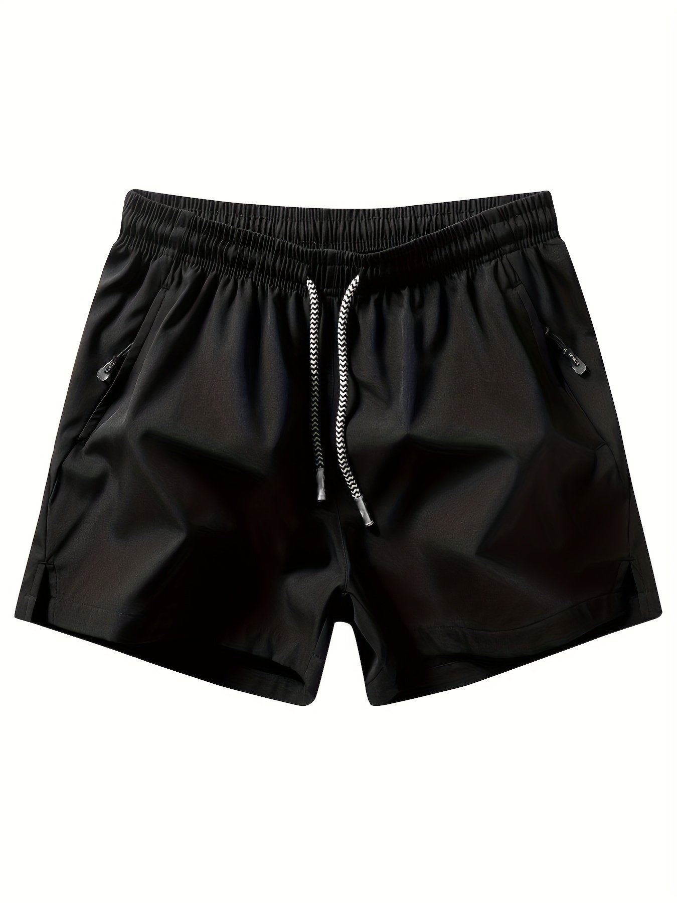 Men??s Solid Color Leisure Shorts With Zippered Pockets, Summer Fashion Drawstring Sports Shorts For Fitness And Outdoors Wear