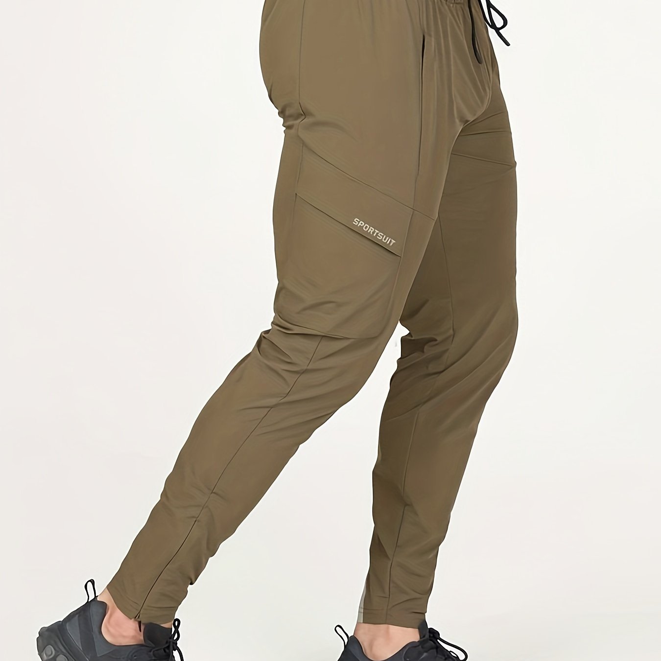 Men??s Solid Color And Letter Print Sports Pants With Drawstring And Pockets, Casual And Chic Trousers For All Seasons Sports And Outdoors Activities - Image 6