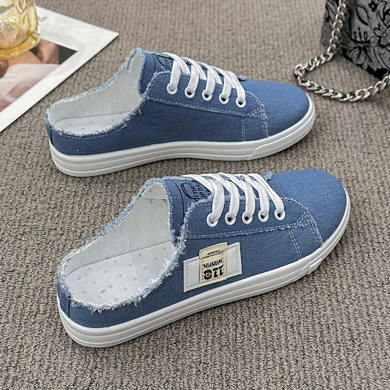 Casual Women??s Slip-On Sneakers, Breathable Backless Flat Shoes, Lightweight Flat Outdoor Mule Shoes - Image 2