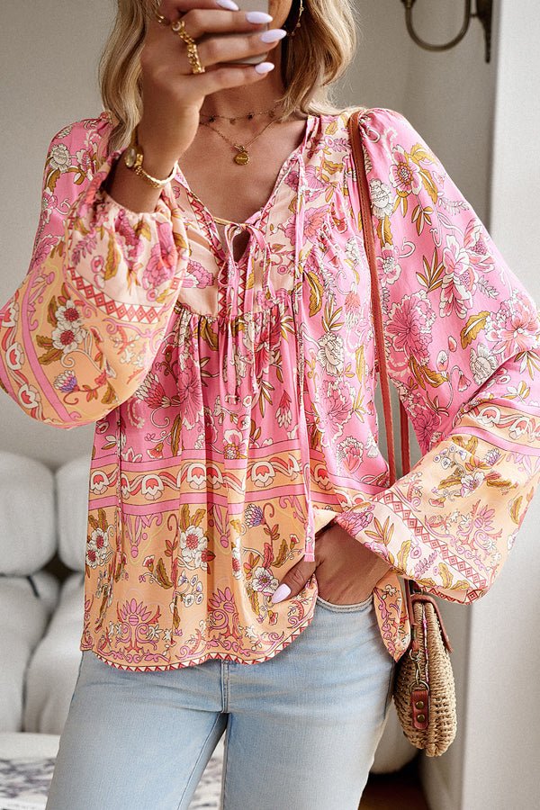 Floral Print Long Sleeve Casual Tops - Image 3