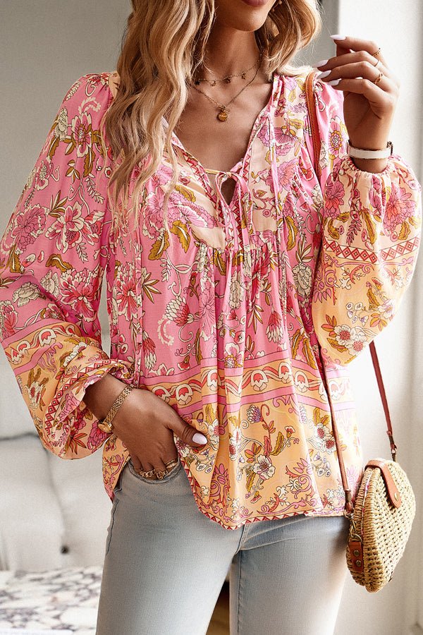 Floral Print Long Sleeve Casual Tops - Image 2
