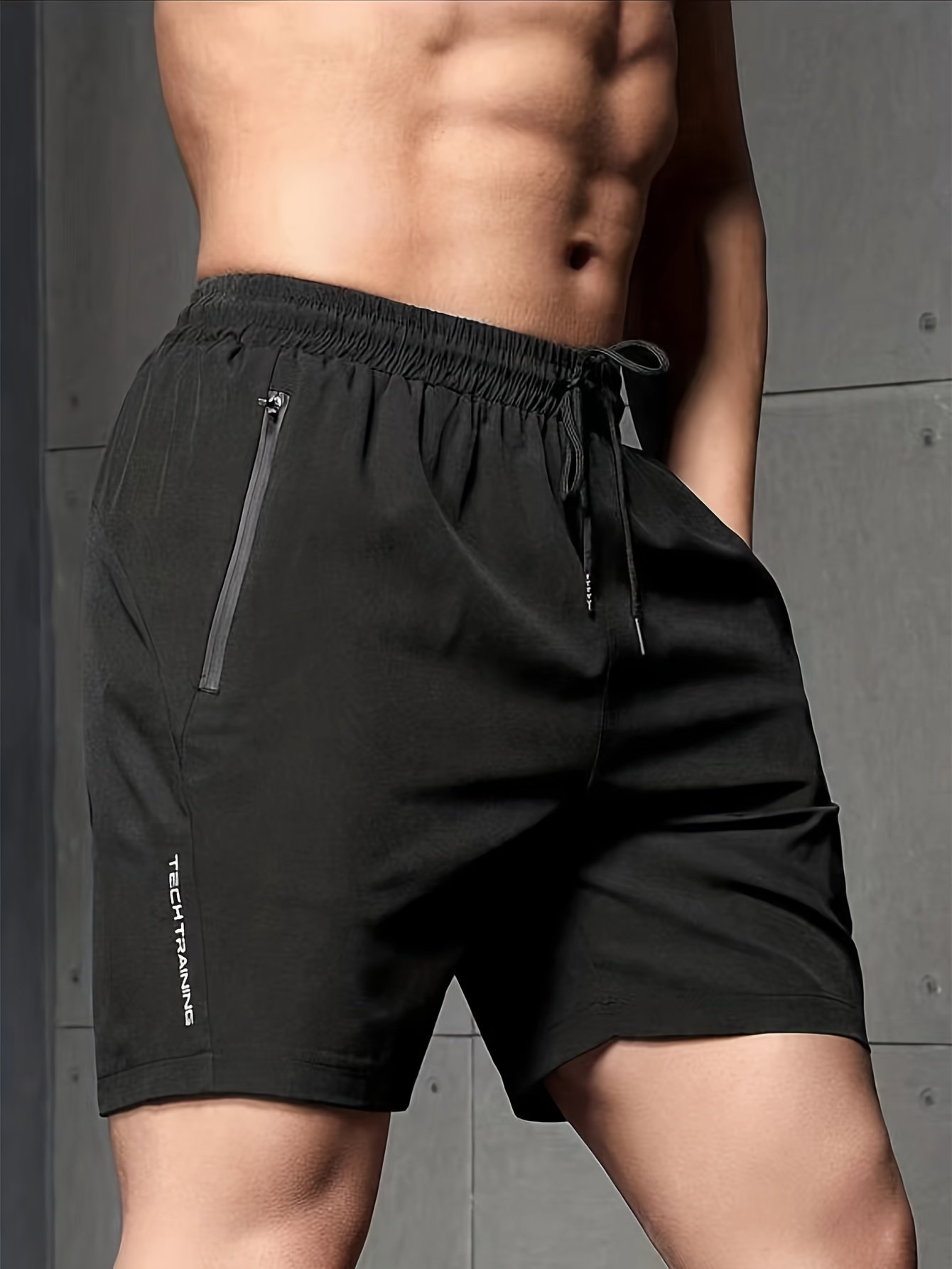 Men??s Casual And Chic Solid Color Shorts With Drawstring And Zippered Pockets, Versatile And Comfy Shorts For Summer Outdoors Activities And Workout Wear - Image 7