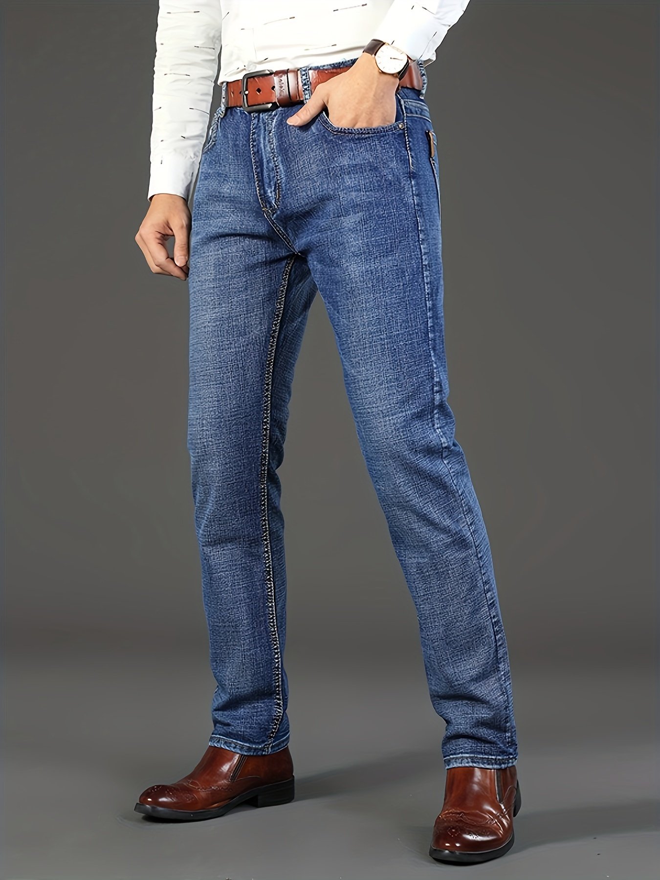 Men??s Classic Design Jeans, Semi-formal Stretch Jeans For Business - Image 5