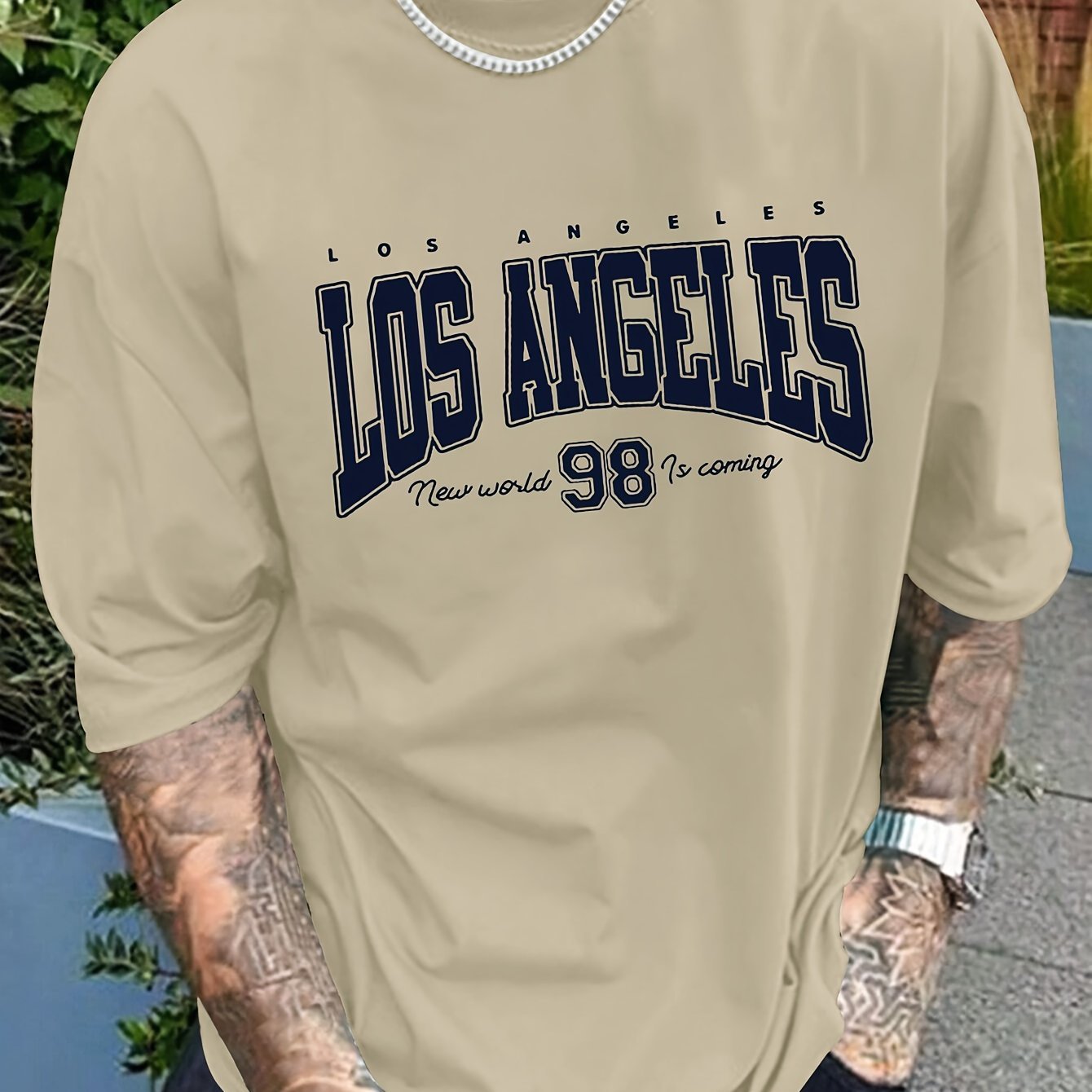 LOS ANGELES 98 Print T-shirt For Men, Casual Short Sleeve T-shirt For Summer - Image 3