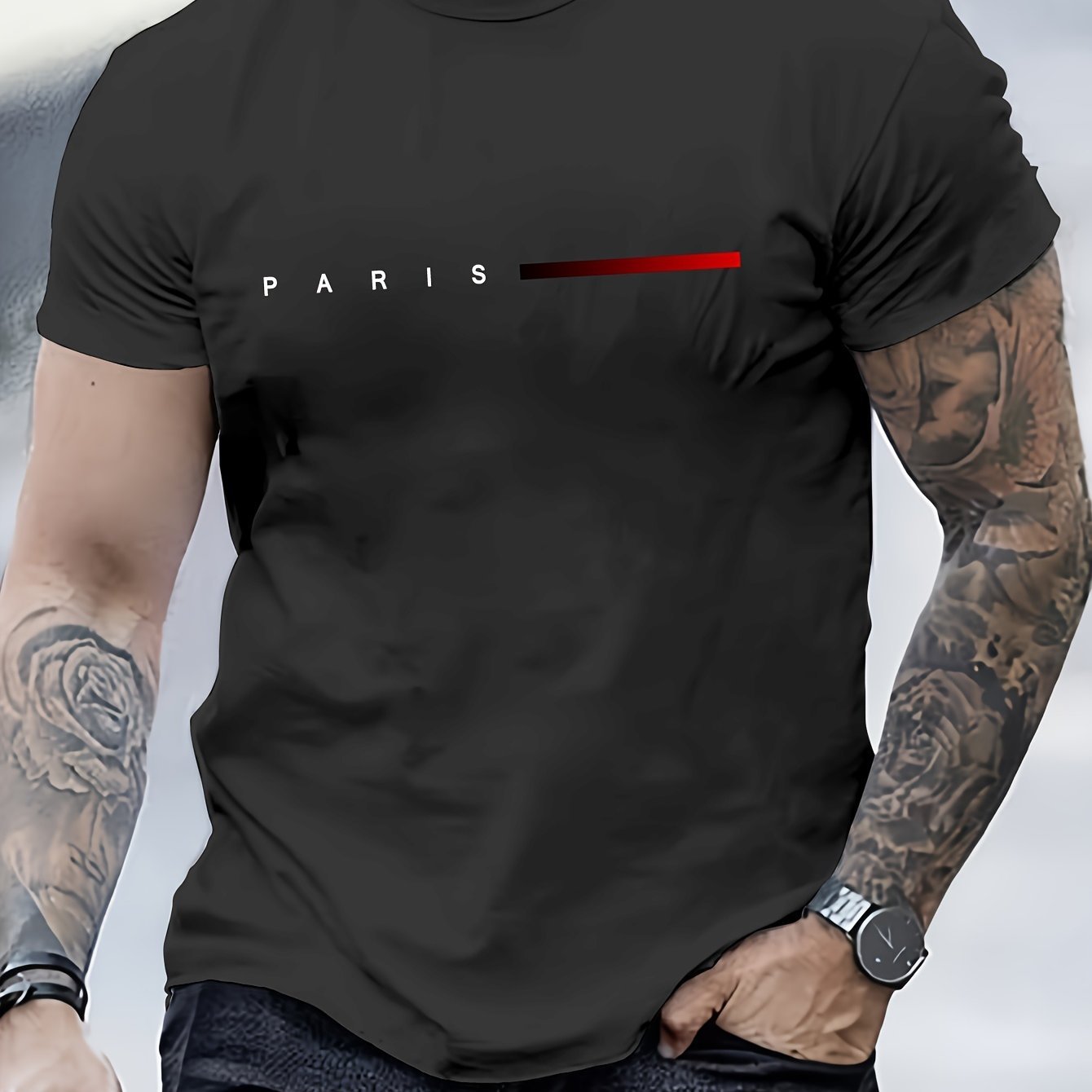 Creative Letter Print, Men??s Graphic Design Crew Neck T-shirt, Casual Comfy Tees For Summer, Men??s Clothing Tops For Daily Gym Workout Running - Image 4