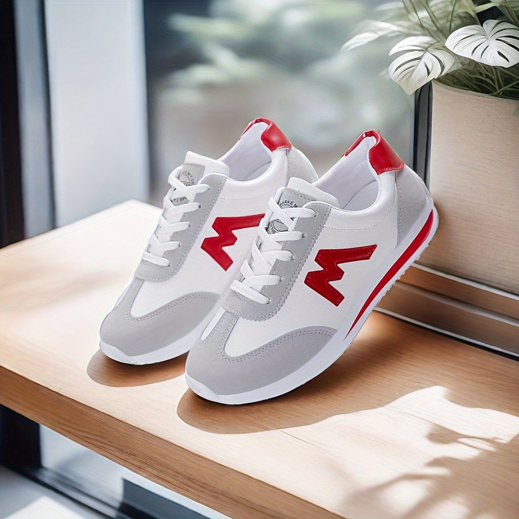 Women??s Colorblock Casual Sporty Trainers, Platform Soft Sole Lace Up Walking Shoes, Low-top Running Sneakers - Image 4