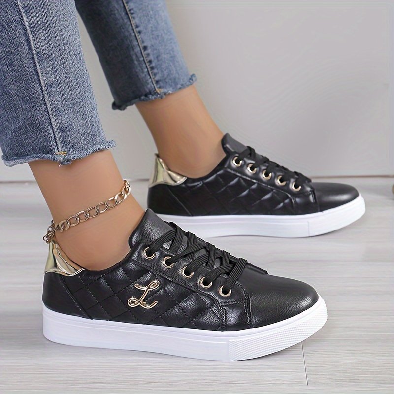 Women??s Plaid Pattern Sneakers, Casual Lace Up Outdoor Shoes, Comfortable Low Top Shoes - Image 2