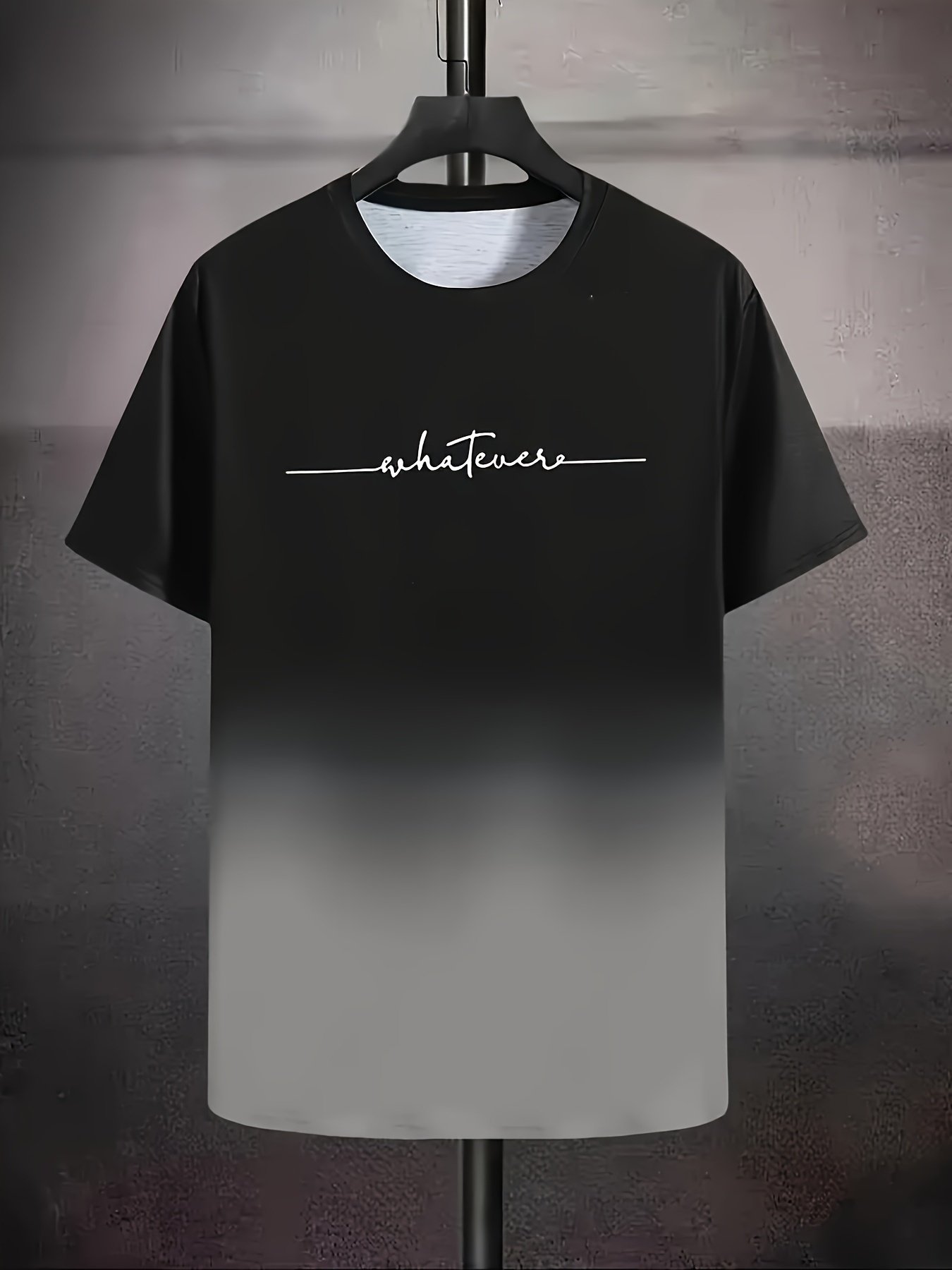??Whatever?? Print Gradient Crew Neck T-shirt For Men, Trendy Casual Short Sleeve Top, Men??s Tee For Summer Outing - Image 5
