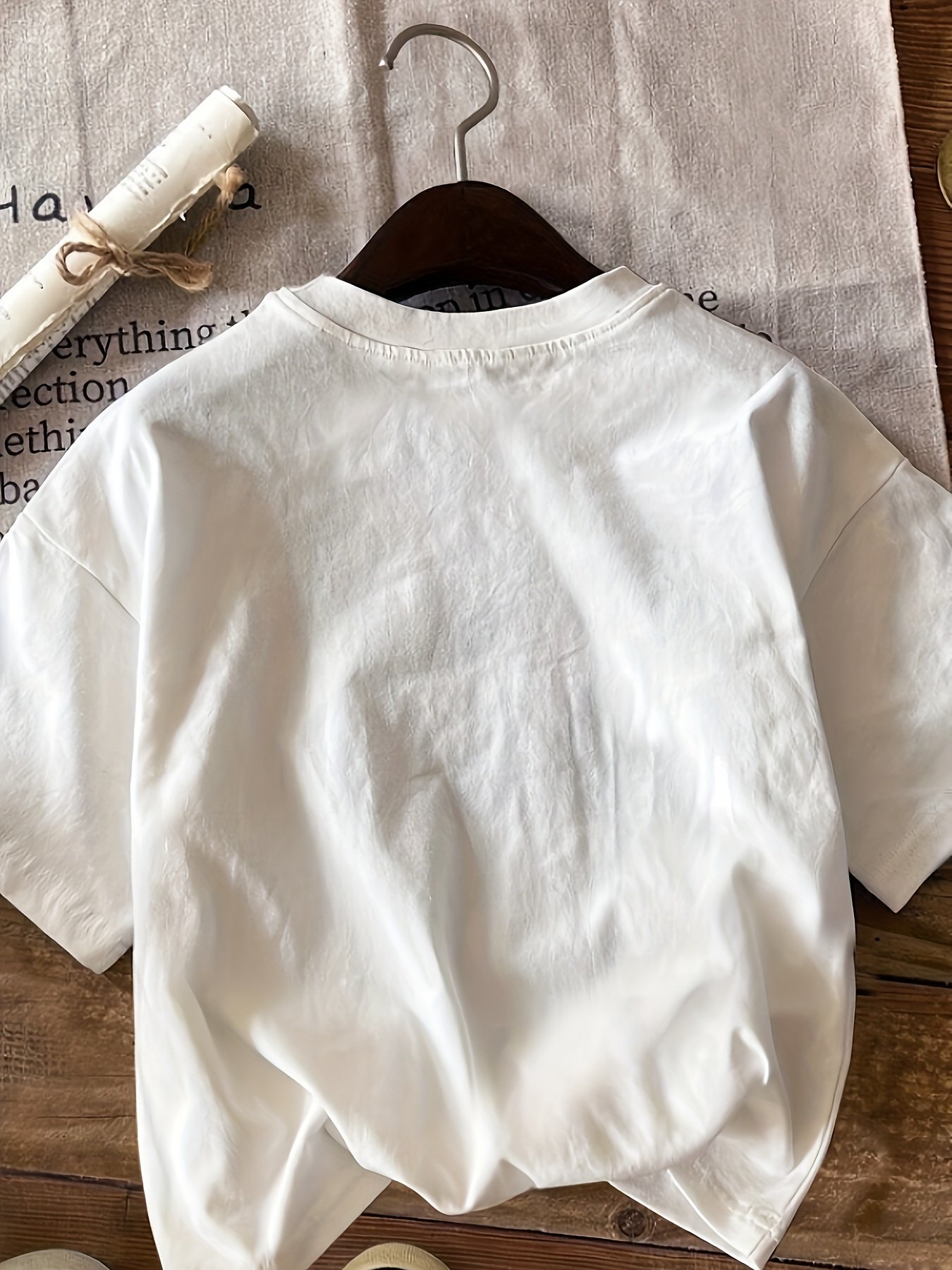 Letter & Mountain Print T-shirt, Short Sleeve Crew Neck Casual Top For Summer & Spring, Women??s Clothing - Image 5