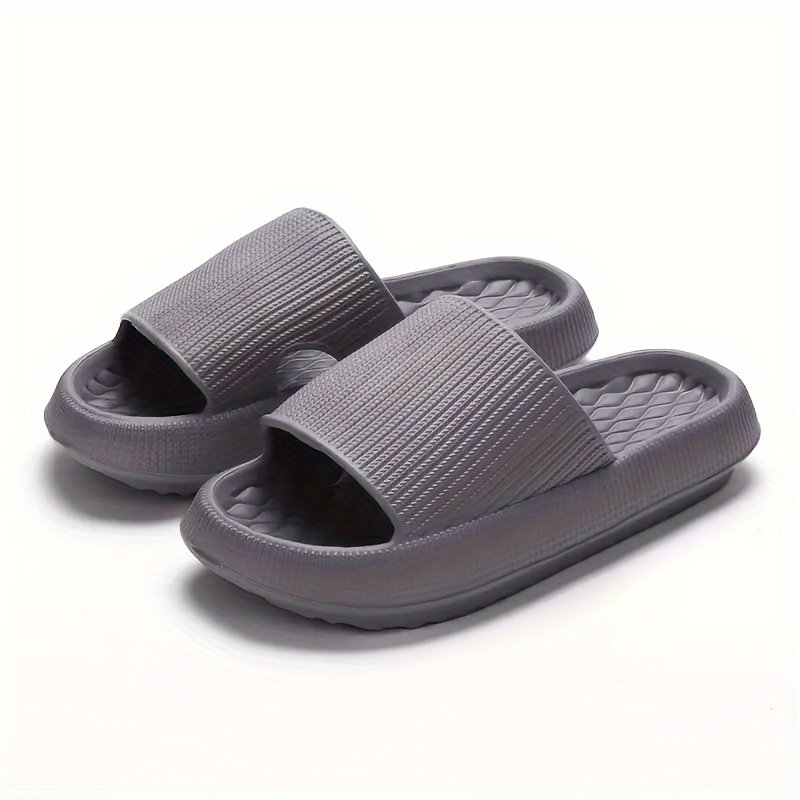 Simple Solid Color Slides, Casual Open Toe Soft Sole Shoes, Comfortable Indoor Home Bathroom Slides - Image 5