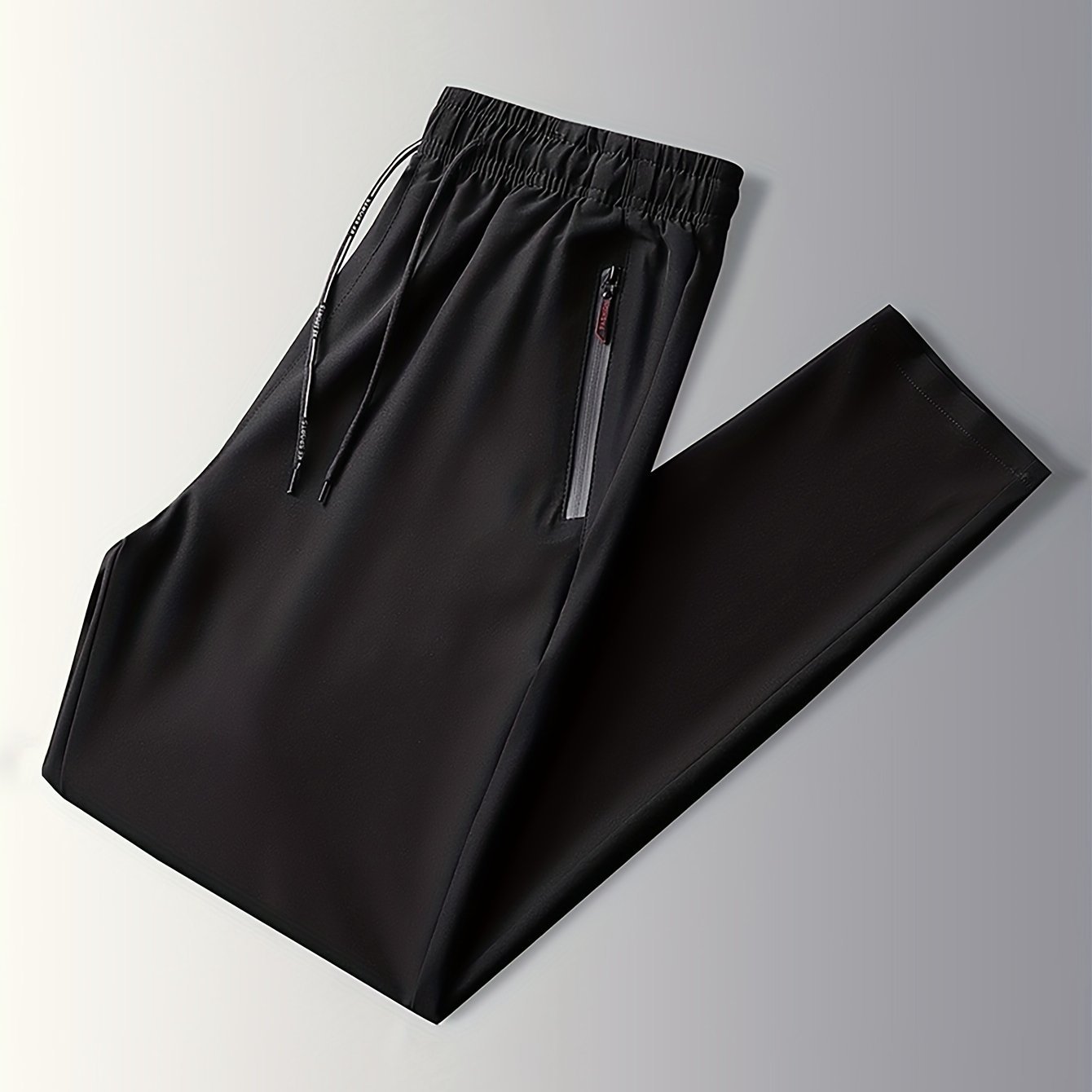 Men??s Solid Pants With Zipper Pockets, Casual Breathable Drawstring Trousers For Outdoor Activities Gift - Image 4