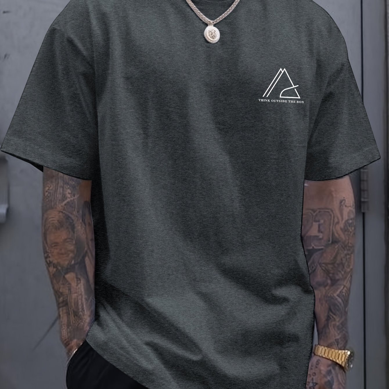 Geometric Graphic Print Men??s Creative Top, Casual Short Sleeve Crew Neck T-shirt, Men??s Clothing For Summer Outdoor - Image 5