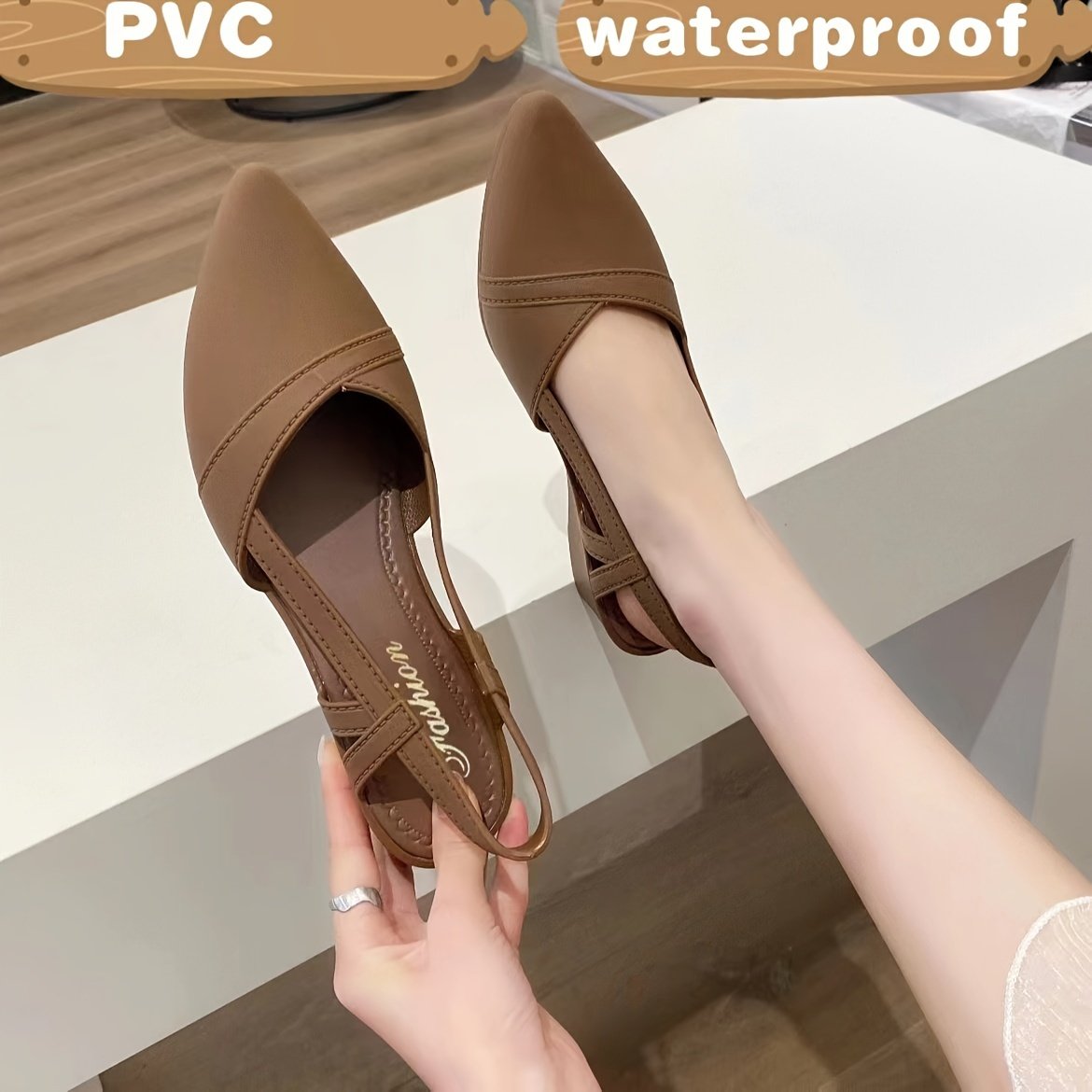 Women??s Solid Color Wedge Heeled Shoes, Fashion Point Toe Platform Shoes, Comfortable Ankle Strap Shoes