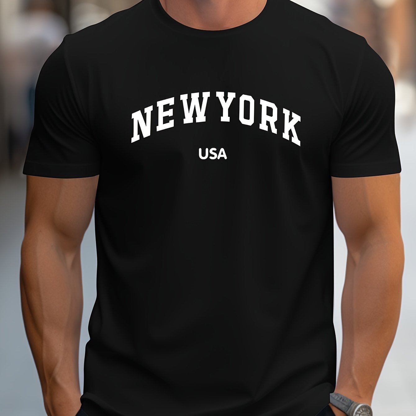 ??NEW YORK USA?? Print, Men??s Novel Design T-shirt, Casual Comfy Tees For Summer, Men??s Clothing Tops For Daily Activities - Image 8