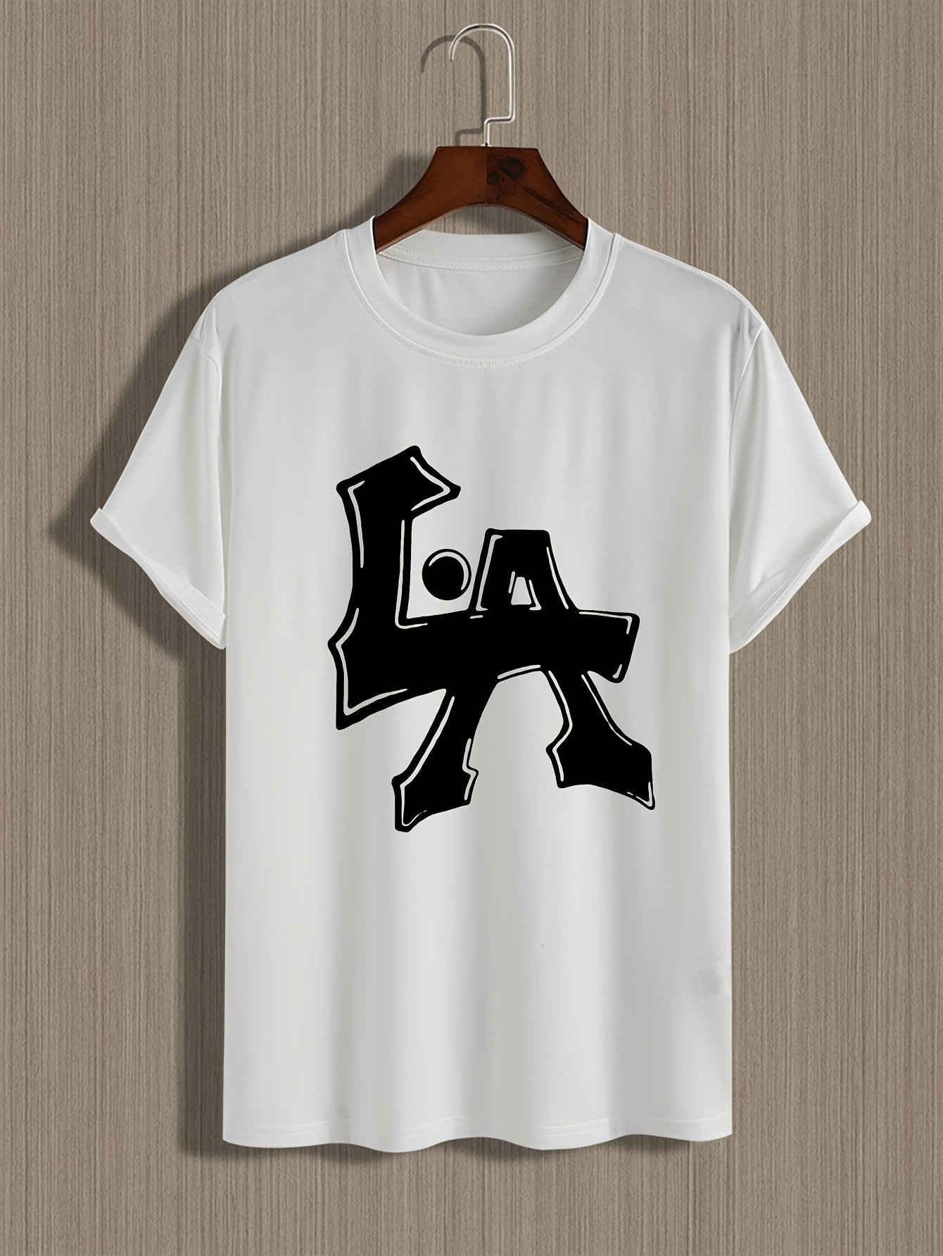 Men??s Los Angeles Print Short Sleeve T-Shirts, Comfy Casual Elastic Crew Neck Tops, Men??s Clothing - Image 10