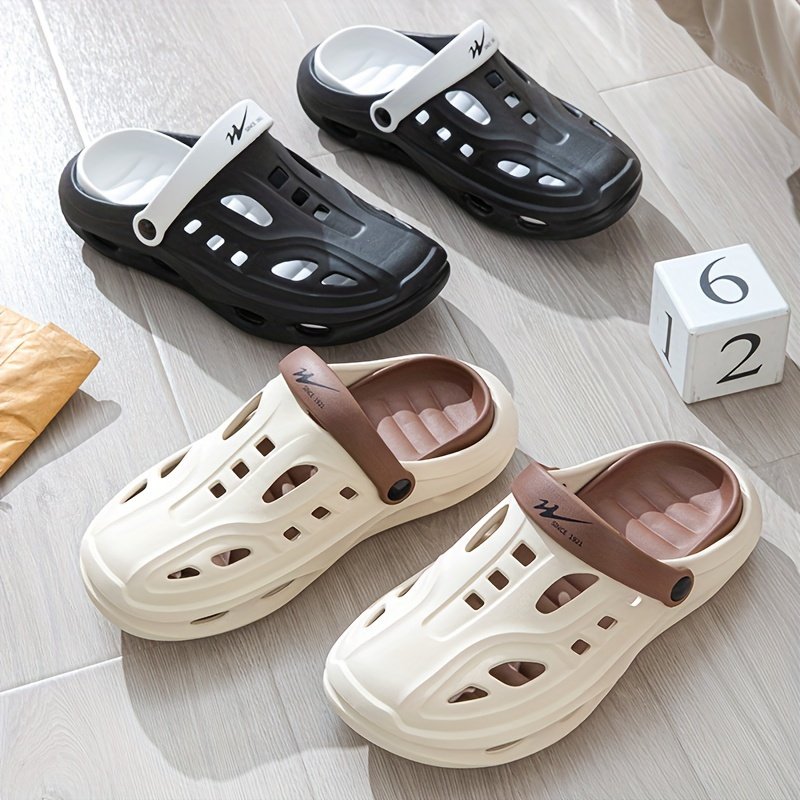 Men??s Trendy Hollow Out Colour Block Slippers, Comfy Non Slip Durable Backless Slides For Men??s Outdoor Activities - Image 5