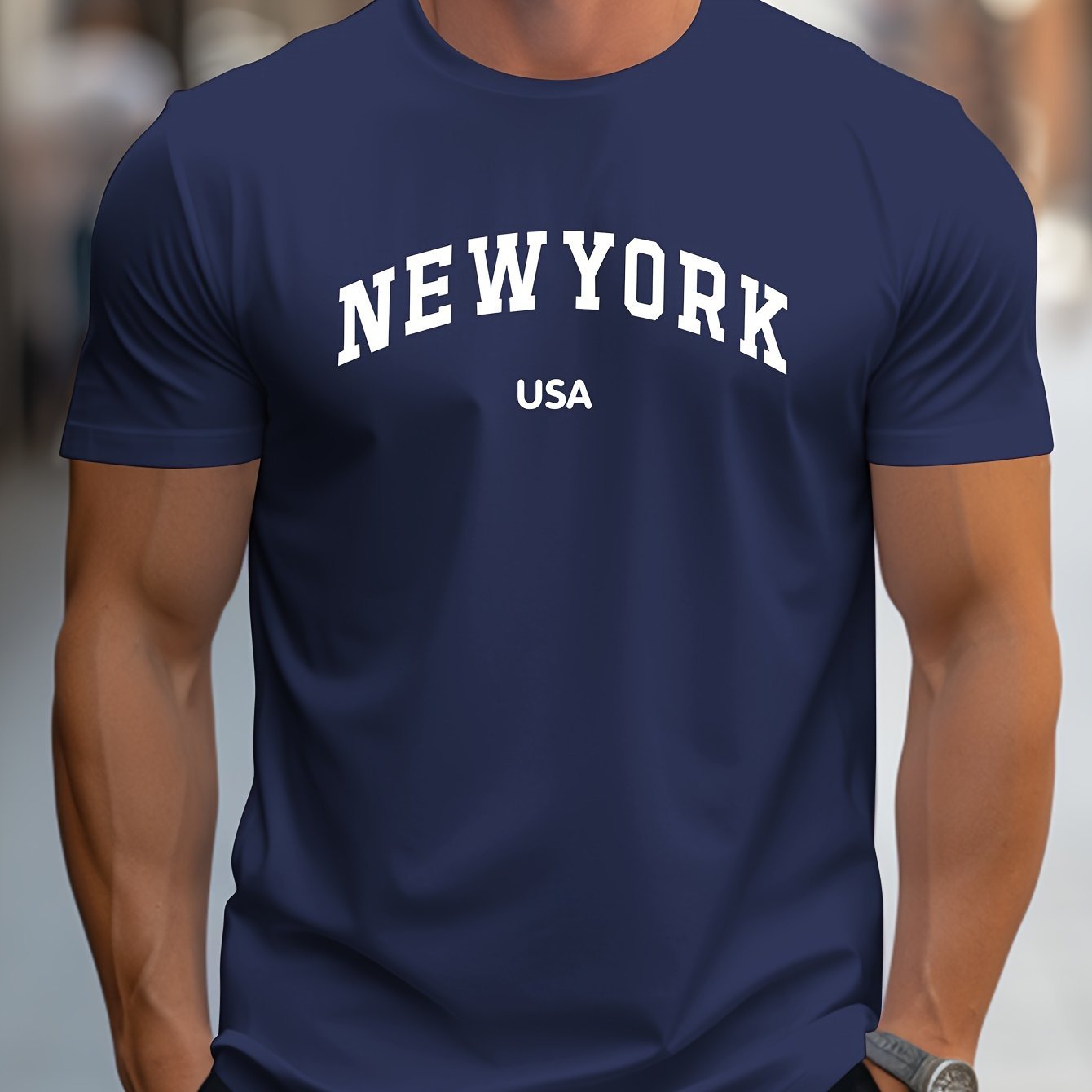 ??NEW YORK USA?? Print, Men??s Novel Design T-shirt, Casual Comfy Tees For Summer, Men??s Clothing Tops For Daily Activities - Image 6