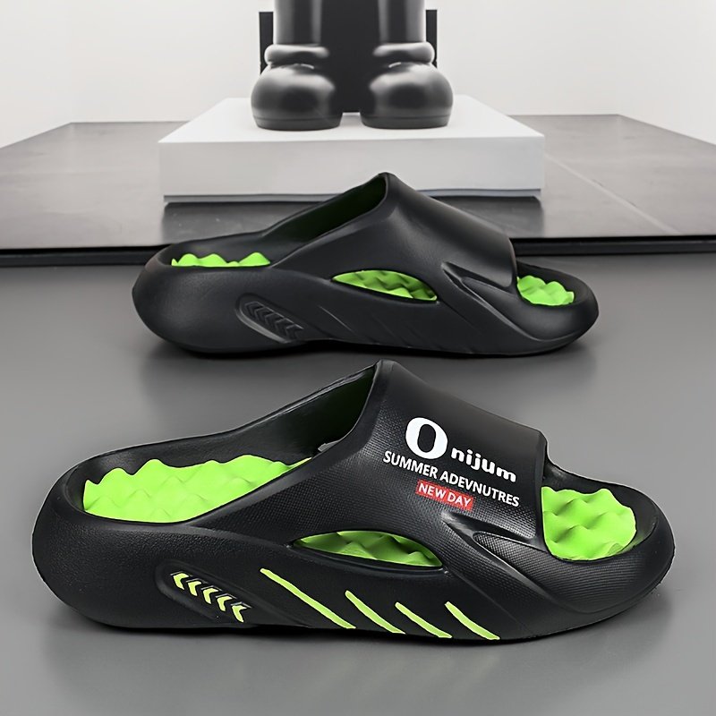 Unisex Trendy Colour Block Open Toe Breathable Slippers With Massage Grains, Comfy Non Slip Durable EVA Sole Slides For Men??s & Women??s Indoor Activities - Image 2