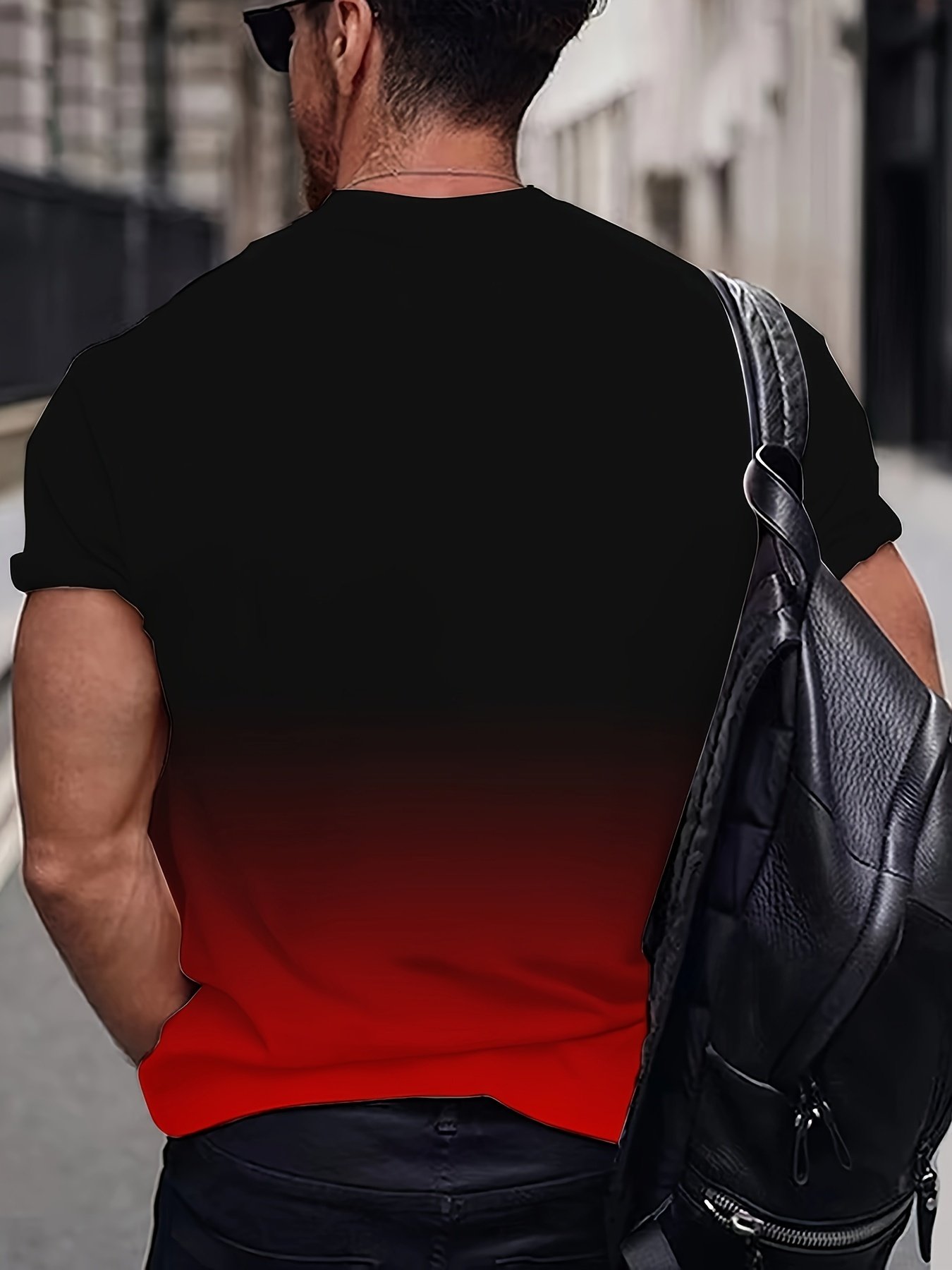 Men??s Gradient Color Black Graphic Print T-shirt, Short Sleeve Crew Neck Tee, Men??s Clothing For Outdoor - Image 5