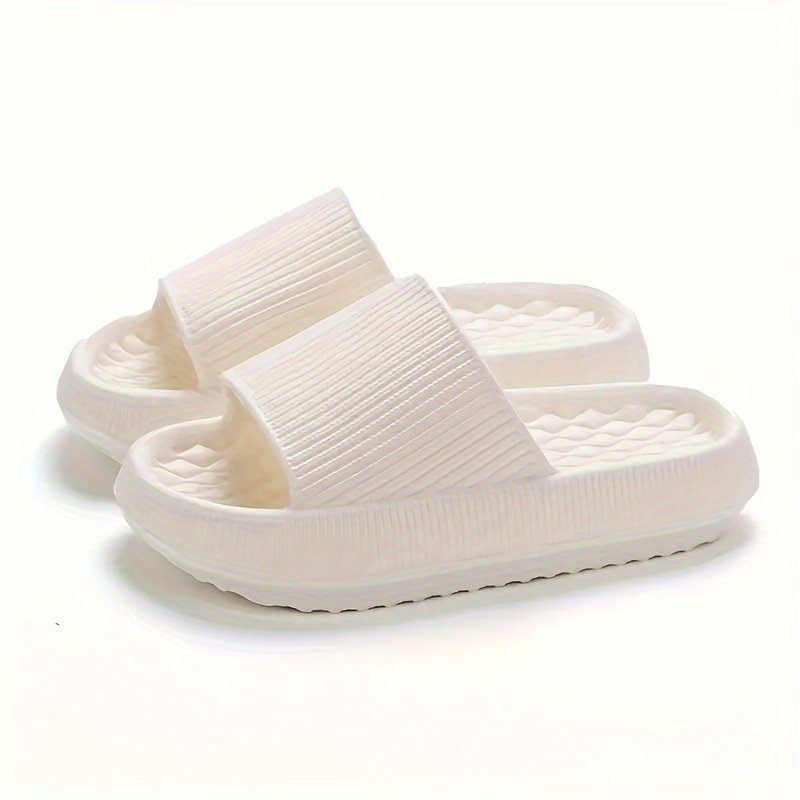 Simple Solid Color Slides, Casual Open Toe Soft Sole Shoes, Comfortable Indoor Home Bathroom Slides - Image 2