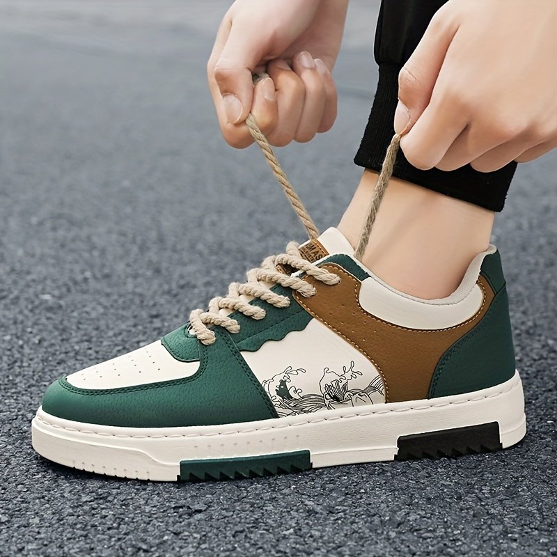 Men??s Trendy Platform Shoes Color Block With Spoondrift Pattern Lace Up Non Slip Durable Comfy For Outdoor Campus Walking Street Jogging Traveling All Seasons - Image 7