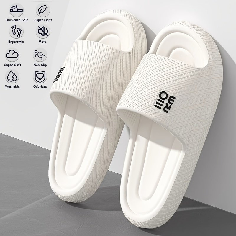 Women??s Letter Design Slides, Casual Open Toe Soft Sole Shoes, Comfortable Slip On Slides - Image 2