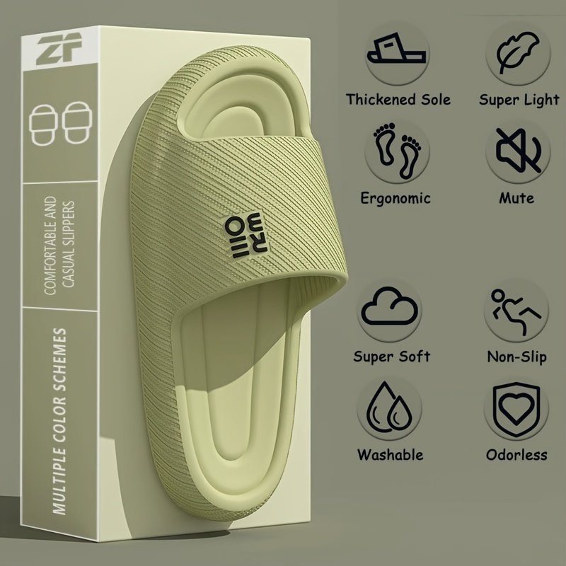 Women??s Letter Design Slides, Casual Open Toe Soft Sole Shoes, Comfortable Slip On Slides - Image 5