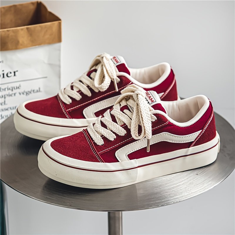 Men??s Classic Striped Trendy Skateboard Shoes Lace Up Non Slip Low Top Comfy Sneakers For Outdoor Walking Jogging Campus Street Holiday All Seasons - Image 2