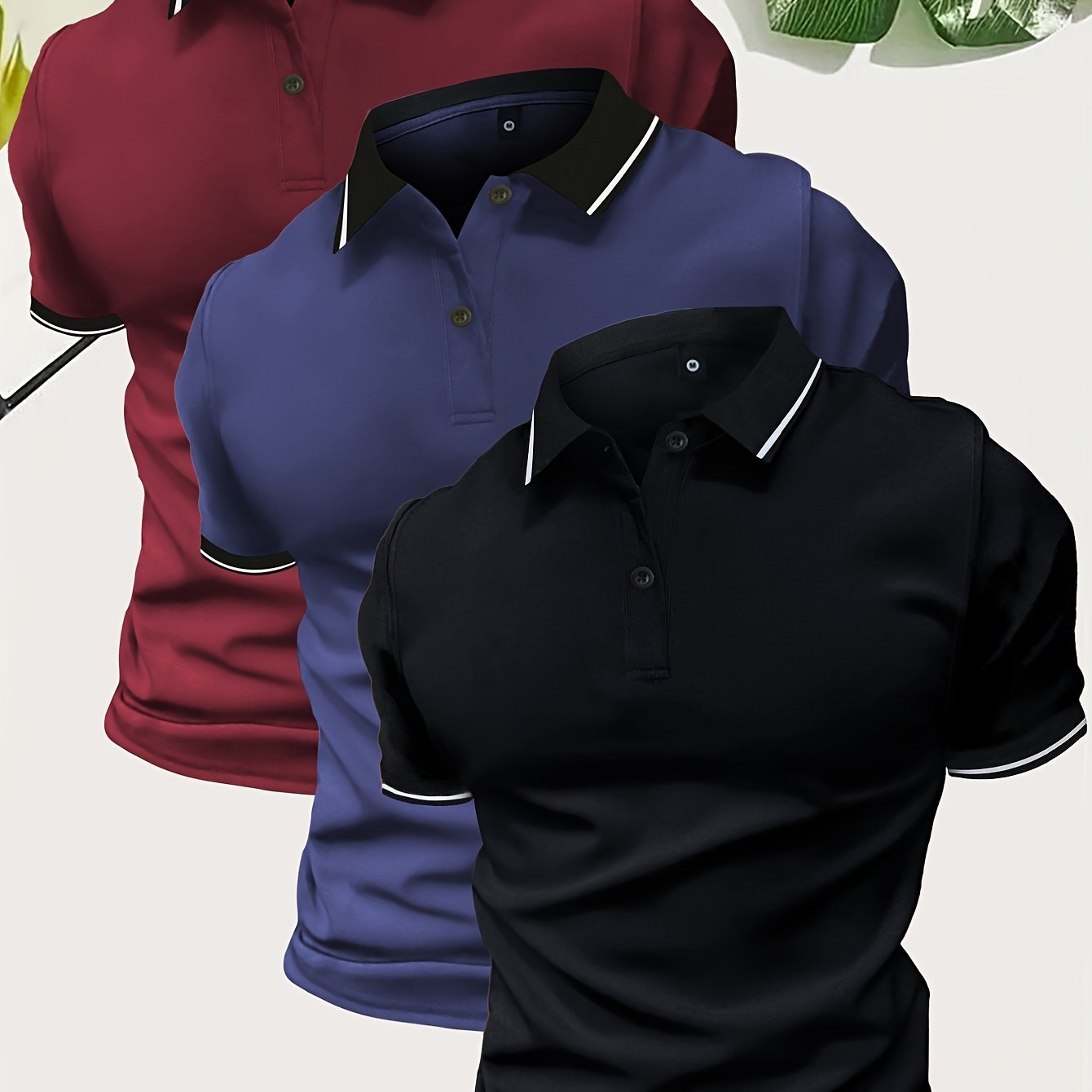 3Pcs Breathable Regular Fit Golf Shirt, Men??s Casual V-Neck T-Shirt Short Sleeve For Summer, Men??s Clothing - Image 6