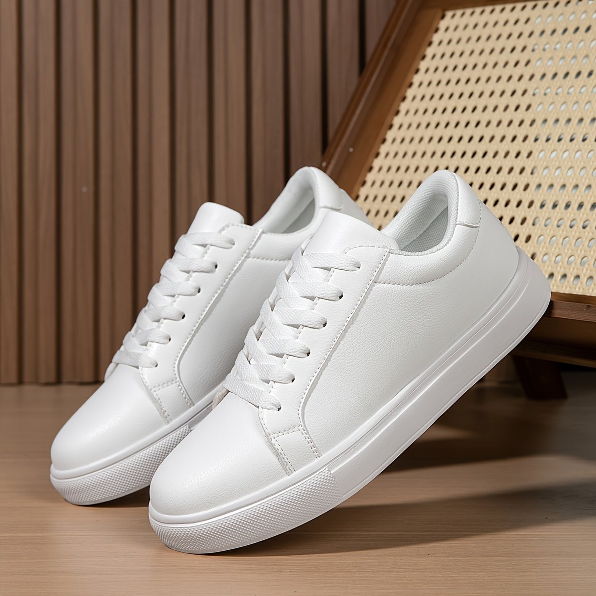 Men??s Sneakers, Solid Trendy Comfy Walking Skate Shoes, For Outdoor Walking, All Seasons - Image 4
