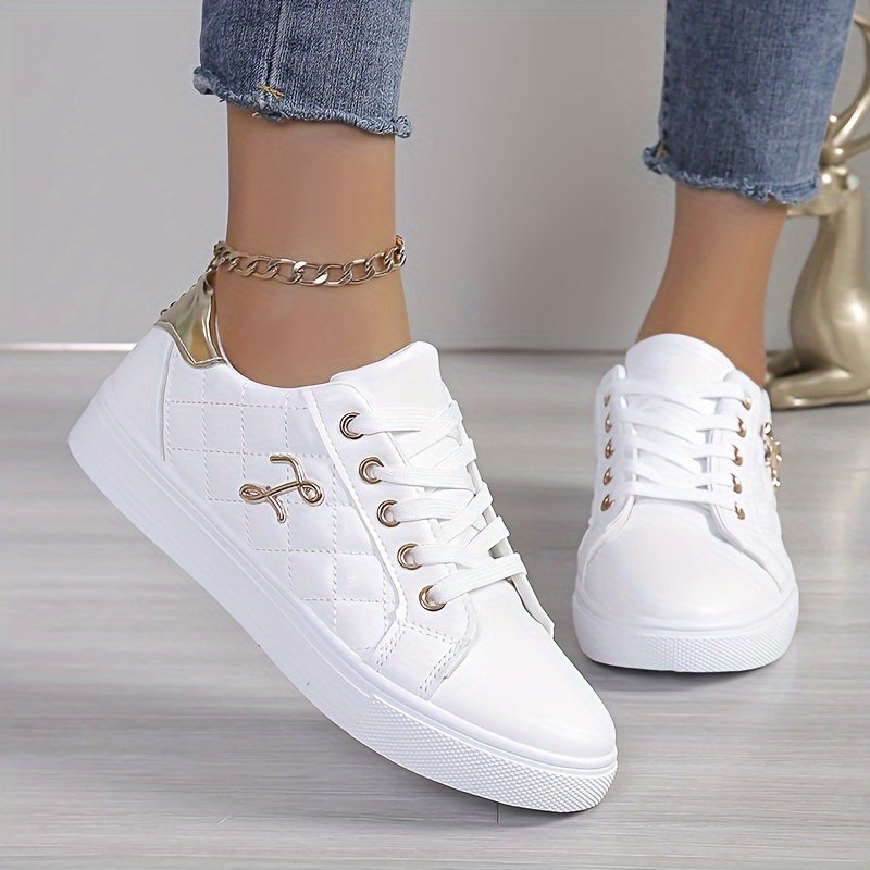 Women??s Plaid Pattern Sneakers, Casual Lace Up Outdoor Shoes, Comfortable Low Top Shoes