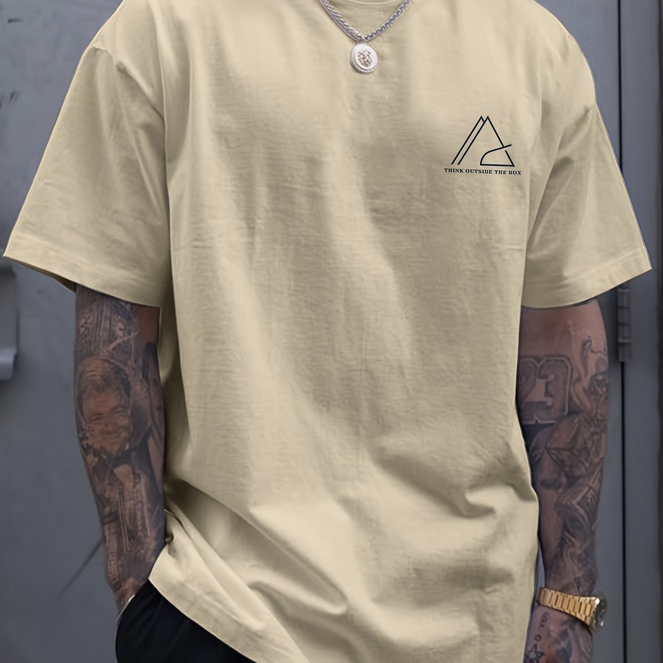 Geometric Graphic Print Men??s Creative Top, Casual Short Sleeve Crew Neck T-shirt, Men??s Clothing For Summer Outdoor - Image 3