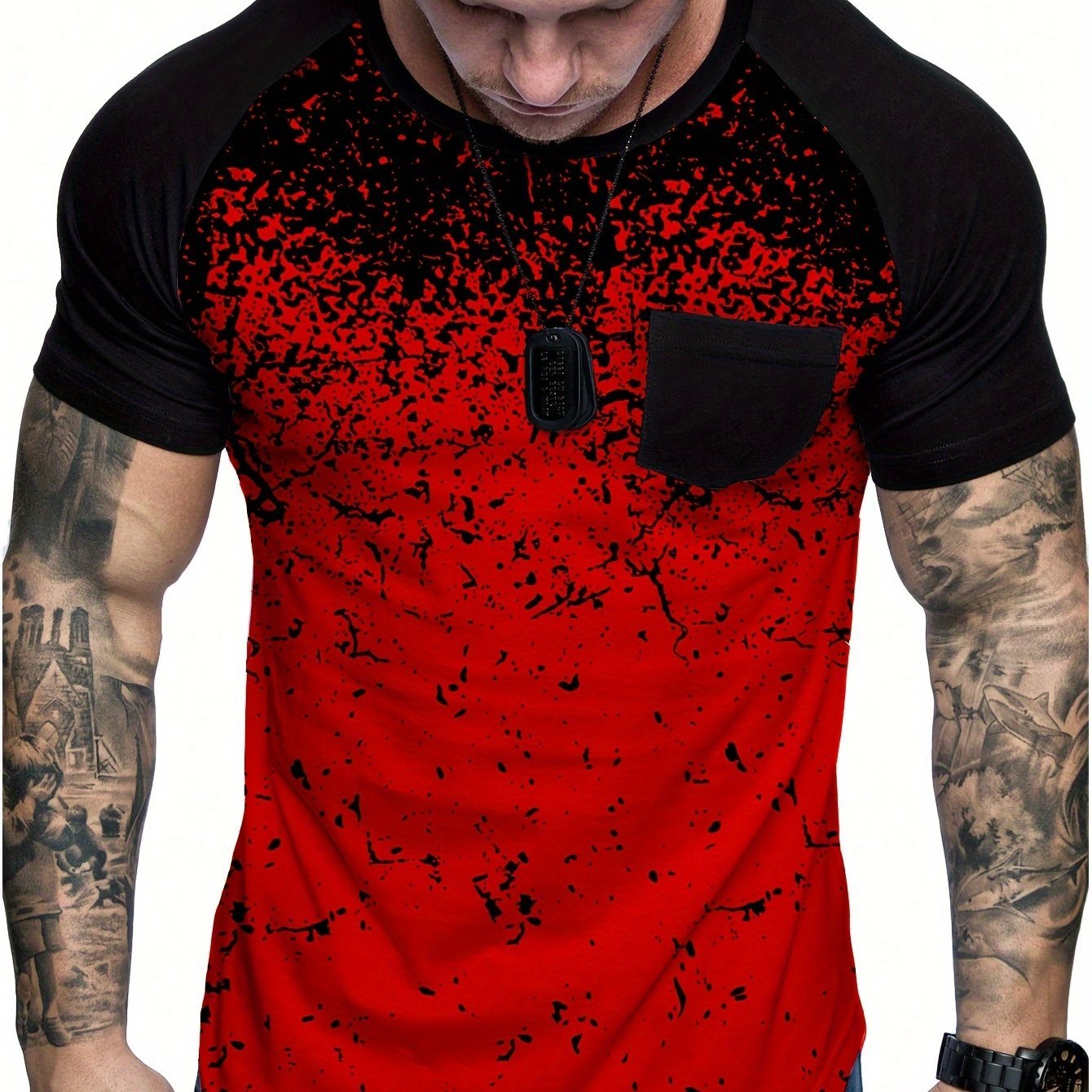Chic Printed T-shirt, Men??s Casual Street Style Stretch Round Neck Tee Shirt For Summer - Image 5