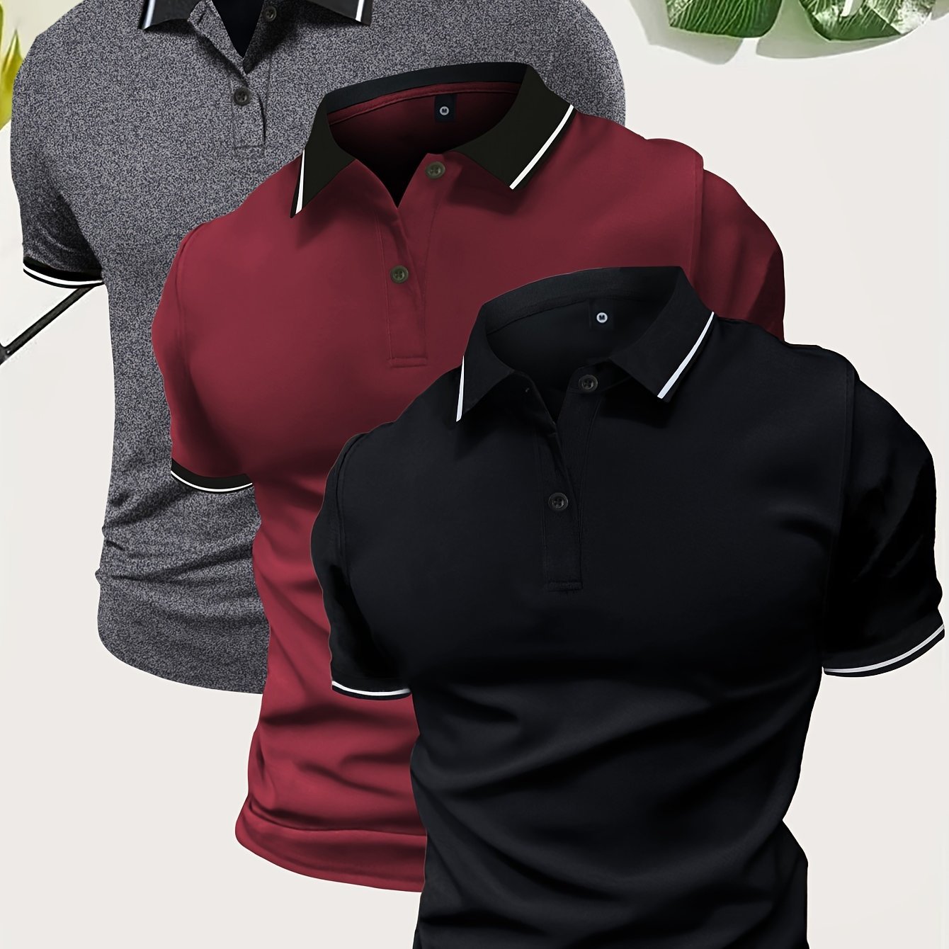 3Pcs Breathable Regular Fit Golf Shirt, Men??s Casual V-Neck T-Shirt Short Sleeve For Summer, Men??s Clothing - Image 5