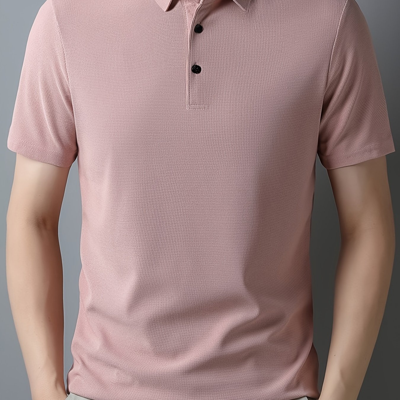 Men??s Solid Short Sleeve And Lapel Collar Henley Shirt, Casual And Comfy Sports Tops For Summer Golf Wear And Outdoors Activities - Image 2