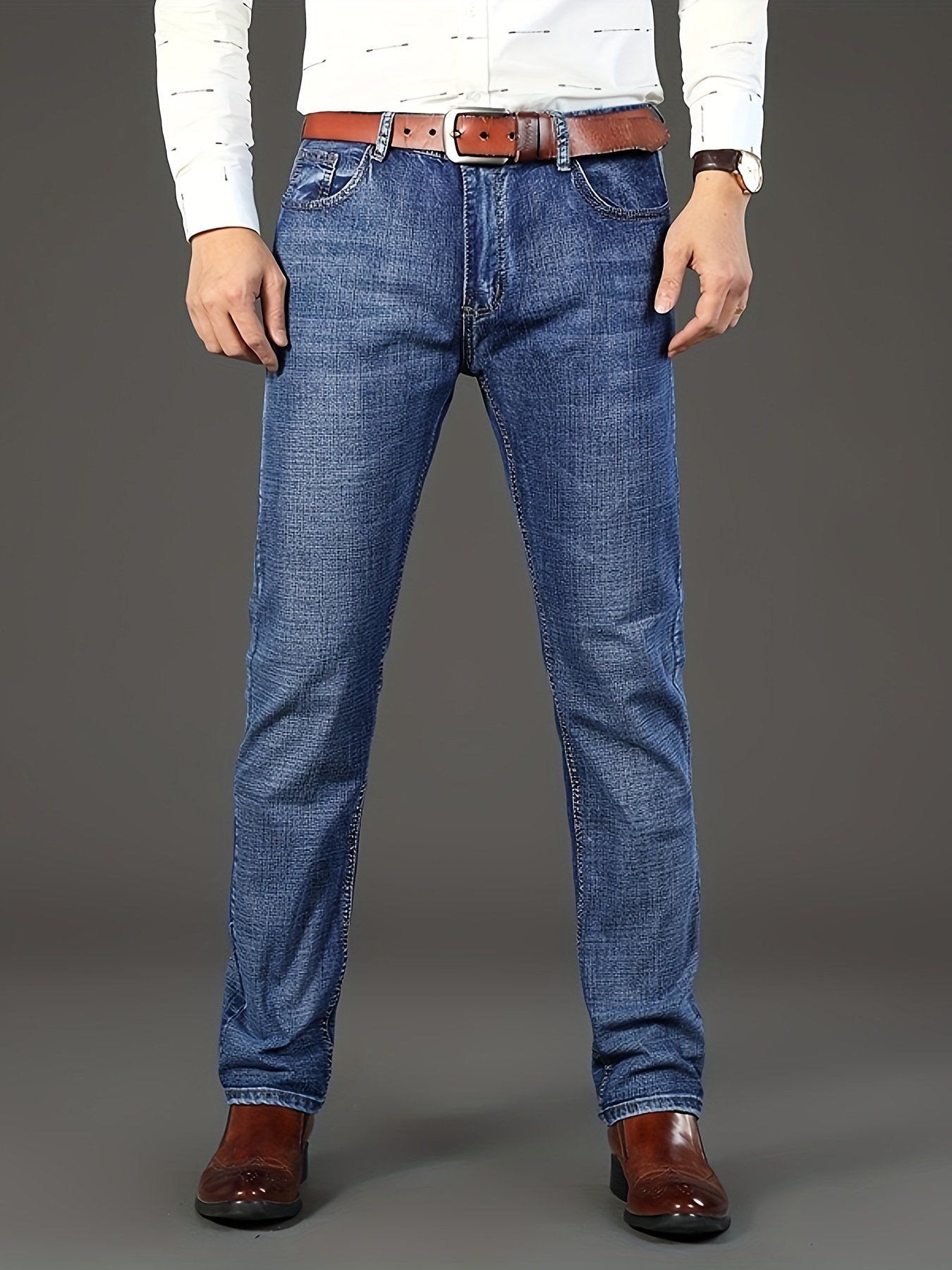 Men??s Classic Design Jeans, Semi-formal Stretch Jeans For Business - Image 8
