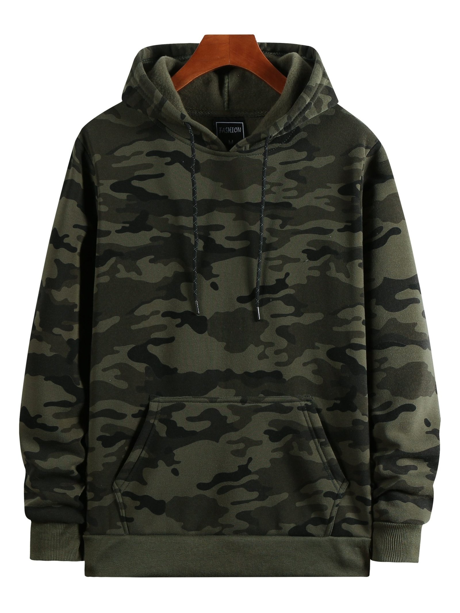 Men??s Camo Loose Pullover Hooded Fleece Sweatshirt For Autumn And Winter