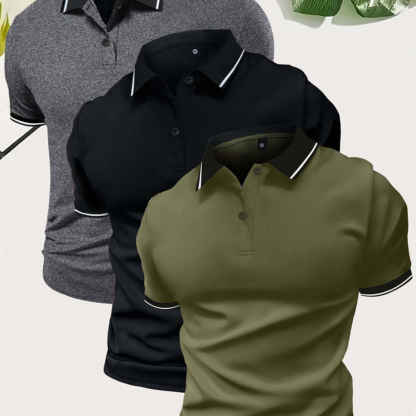 3Pcs Breathable Regular Fit Golf Shirt, Men??s Casual V-Neck T-Shirt Short Sleeve For Summer, Men??s Clothing - Image 7