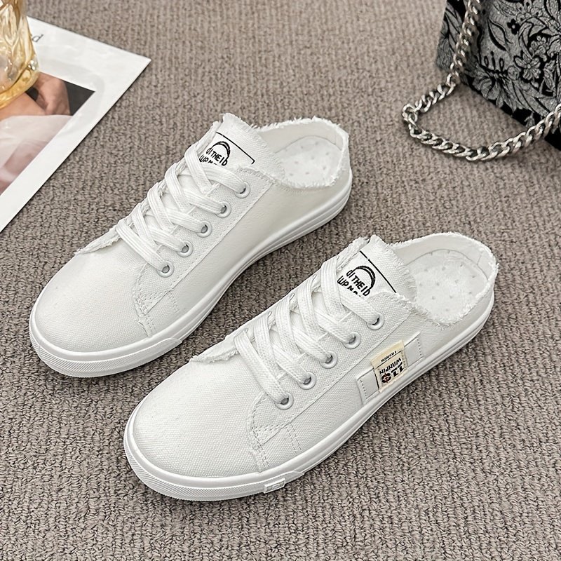 Casual Women??s Slip-On Sneakers, Breathable Backless Flat Shoes, Lightweight Flat Outdoor Mule Shoes - Image 9