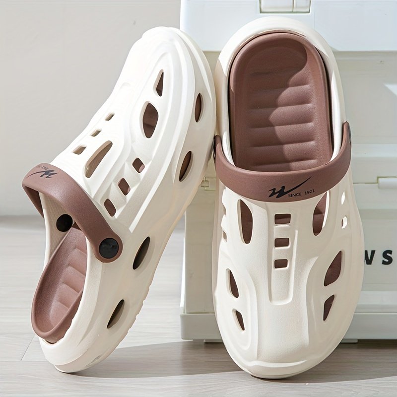 Men??s Trendy Hollow Out Colour Block Slippers, Comfy Non Slip Durable Backless Slides For Men??s Outdoor Activities - Image 3