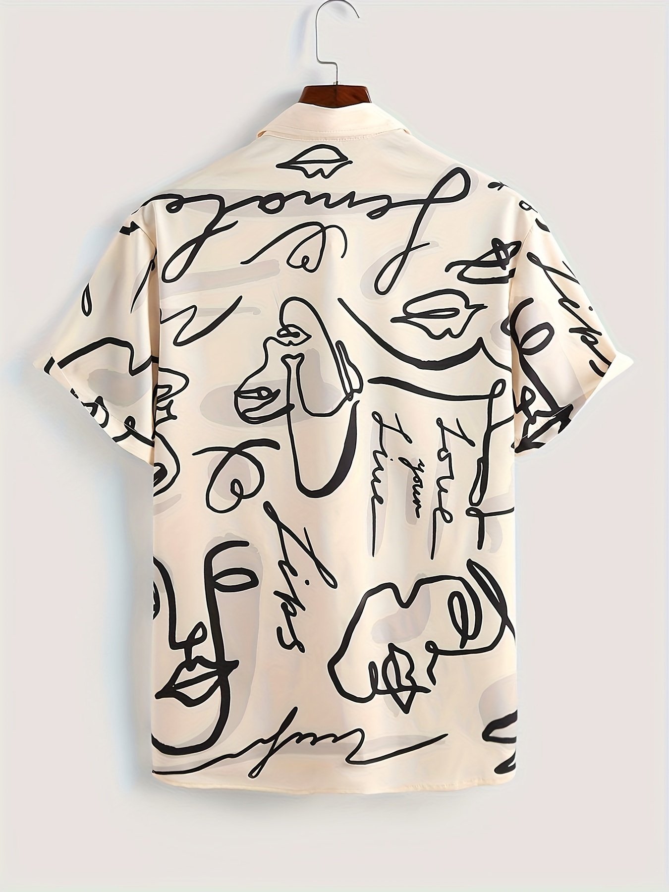 Men??s Stylish Loose Giraffe Print Shirt, Casual Breathable Lapel Button Up Short Sleeve Shirt For Summer Outdoor Activities - Image 5