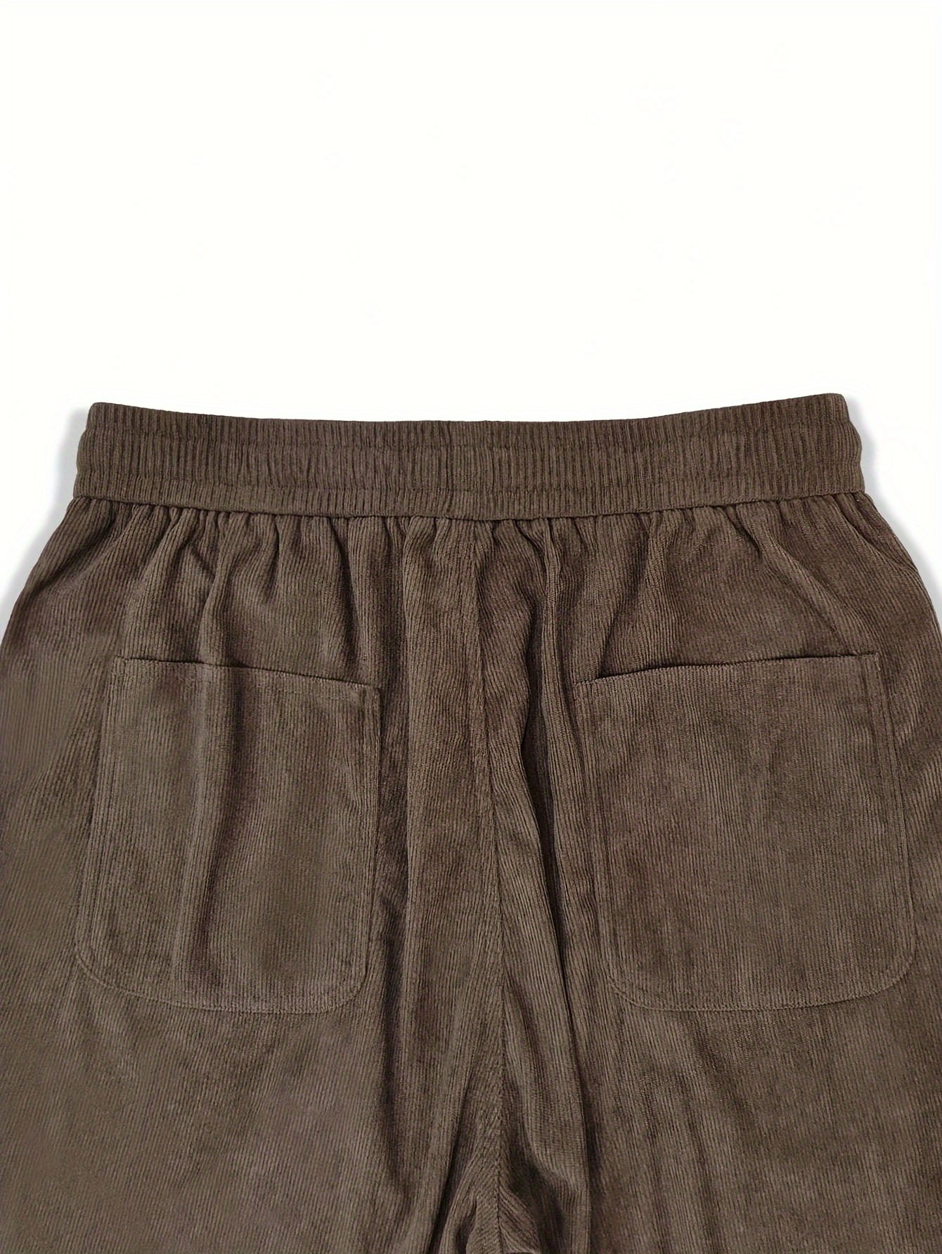 Men??s Loose-Fit Corduroy Casual Pants With Pockets In Solid Color, Breathable Straight-Leg Drawstring Trousers For Urban Streetwear And Outdoor Activities, Casual Style - Image 11