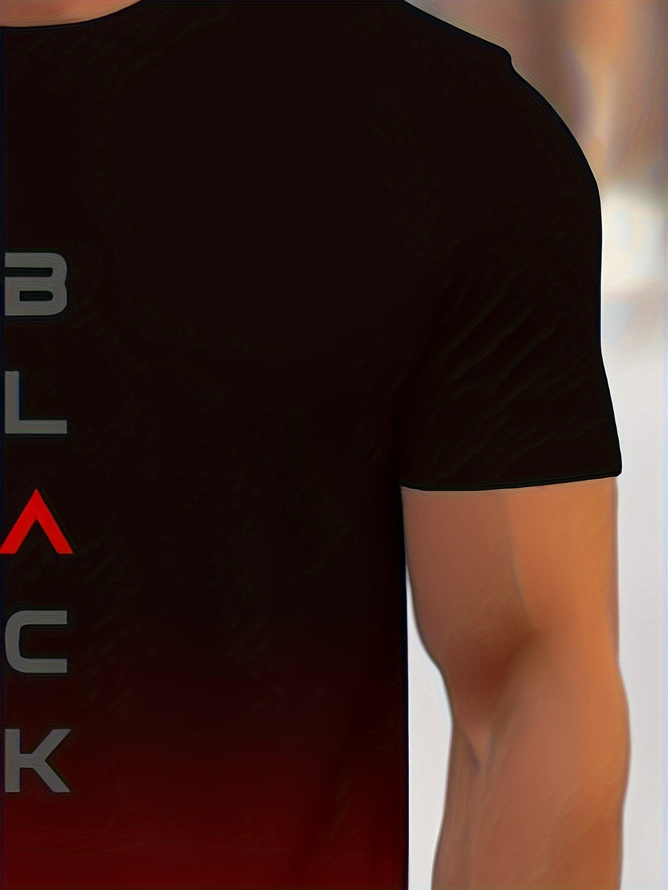 Men??s Gradient Color Black Graphic Print T-shirt, Short Sleeve Crew Neck Tee, Men??s Clothing For Outdoor - Image 8