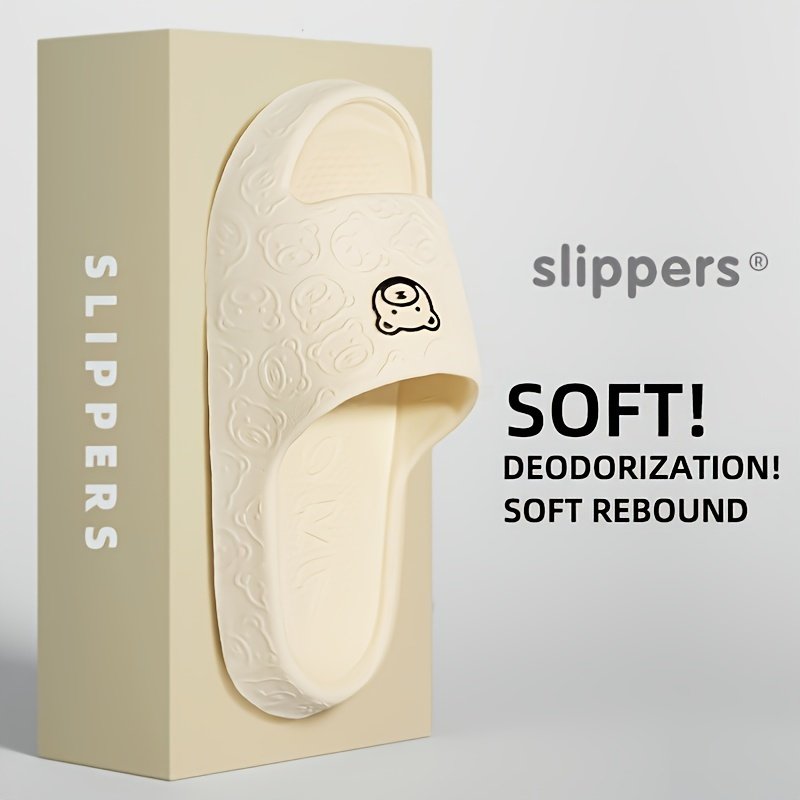 Cute Cartoon Bear Pattern Slides, Casual Soft Sole Pillow Slides, Comfortable Indoor Home Slides - Image 7