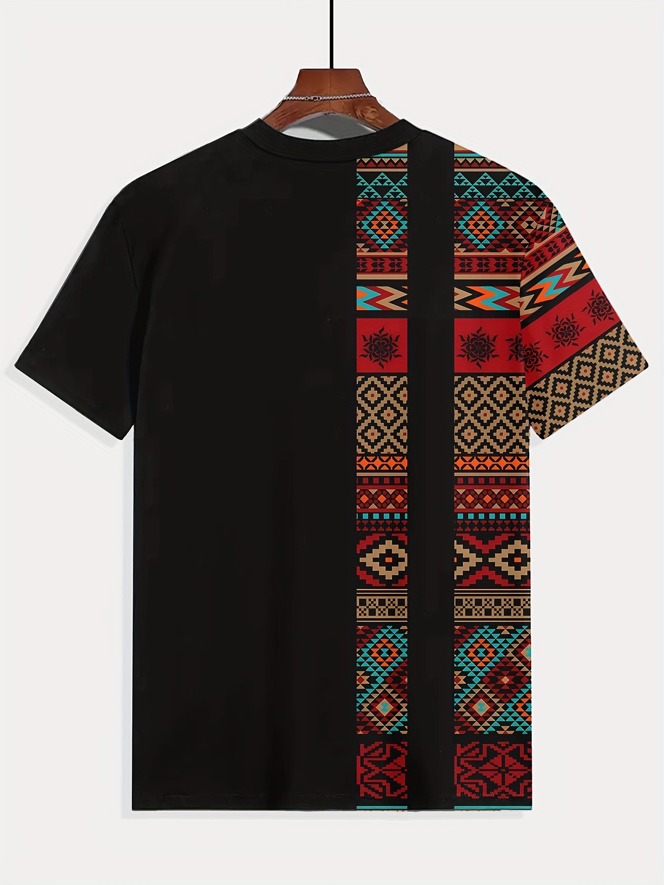 Men??s Ethnic Graphic Print T-shirt, Casual Short Sleeve Crew Neck Tee, Men??s Clothing For Summer Outdoor - Image 4