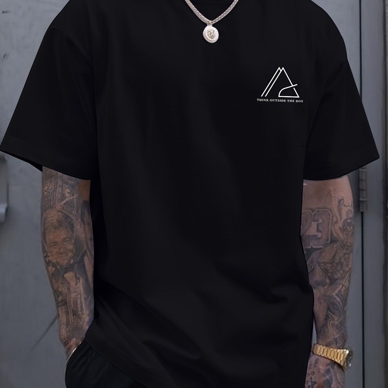 Geometric Graphic Print Men??s Creative Top, Casual Short Sleeve Crew Neck T-shirt, Men??s Clothing For Summer Outdoor - Image 2